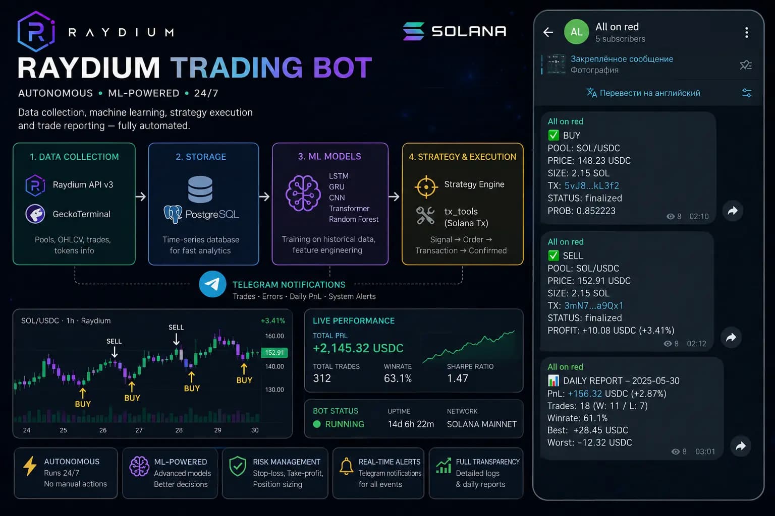 Solana trading bot Telegram alerts and backend architecture preview - preview_rec